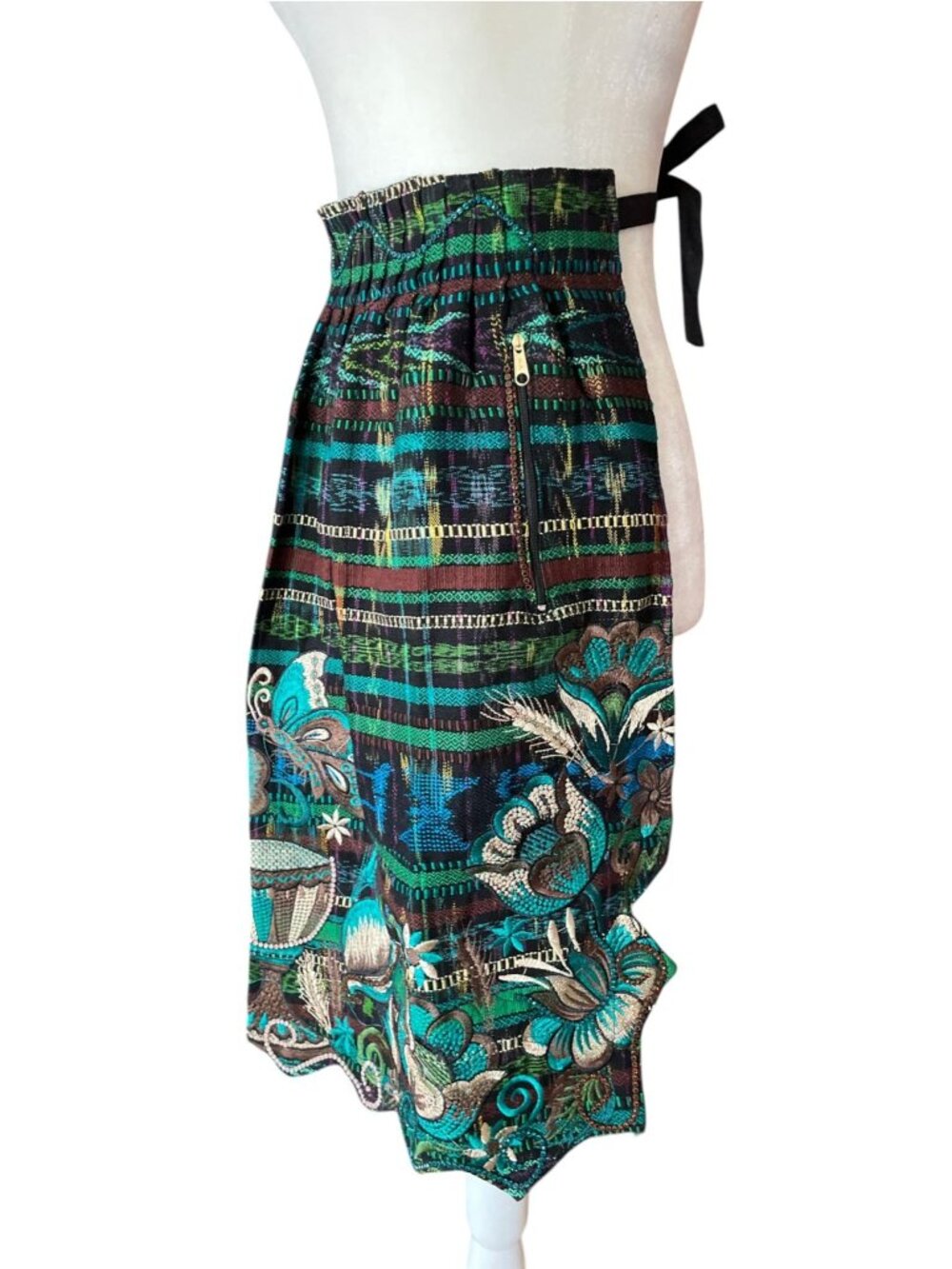 Vintage Guatemalan Hand Woven Half Apron Delantal Intricate Butterfly Floral Emb - Picture 5 of 15